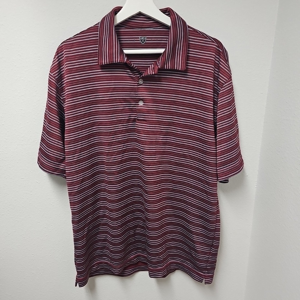 Nike Tiger Woods‎ Polo Shirt Men's Large Multicolor Striped Short Sleeve Golf